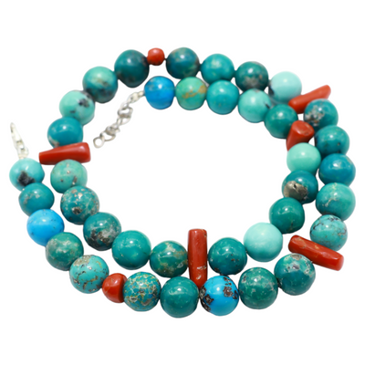 CORAL TURQUOISE BEADS NECKLACE