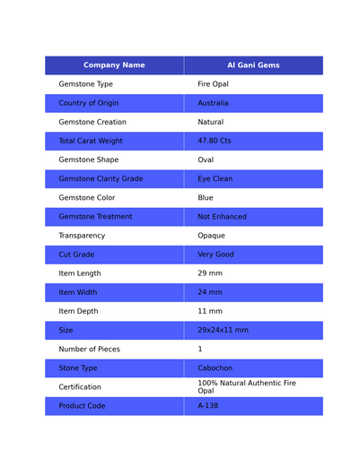 47.80 Cts Natural Australian Fire Opal Oval Cabochon Loose Gemstone For Jewelry 29x24x11 mm A-138