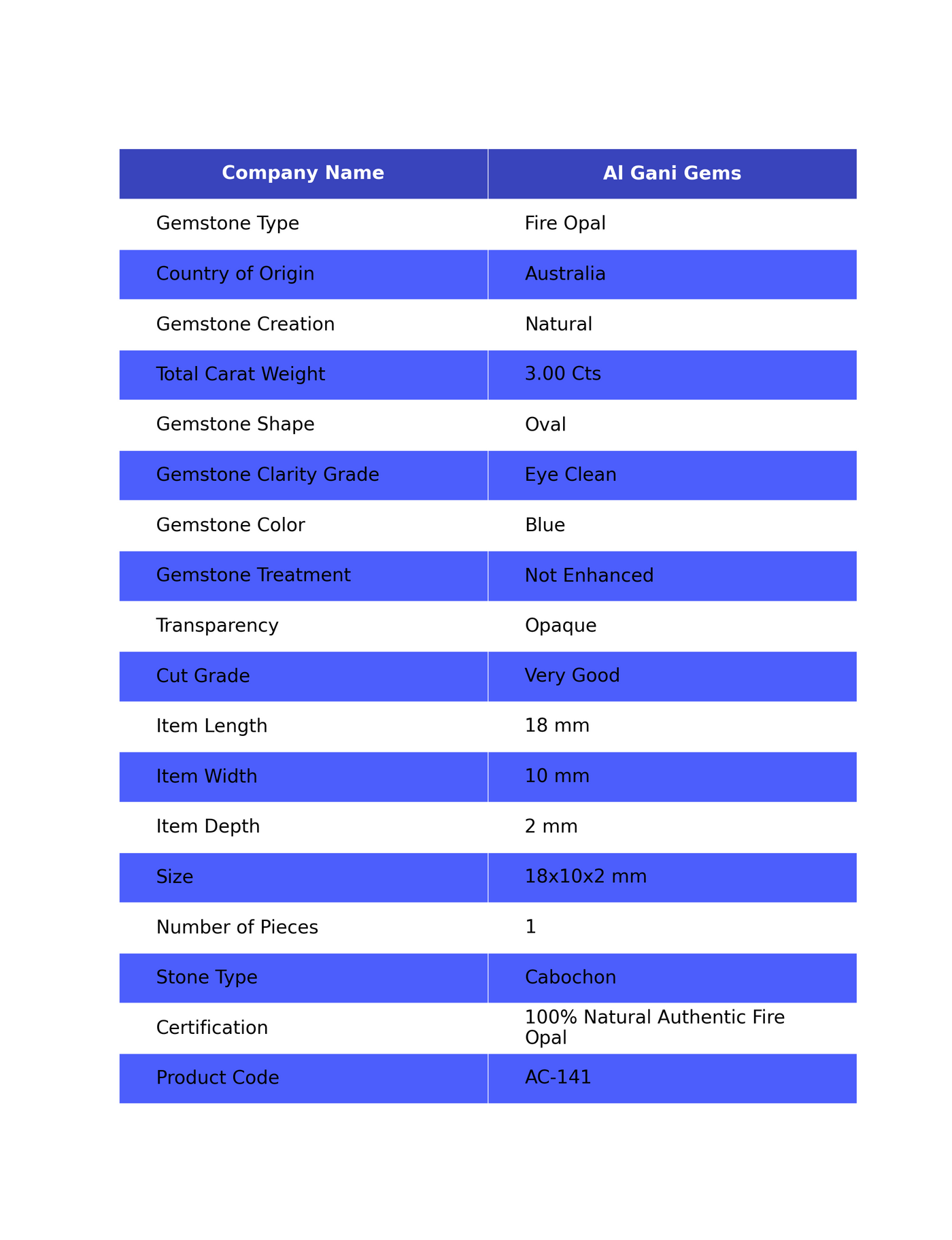 3.00 Cts Unheated Australian Fire Opal Loose Gemstone Oval Cabochon Natural 18x10x2 mm AC-141