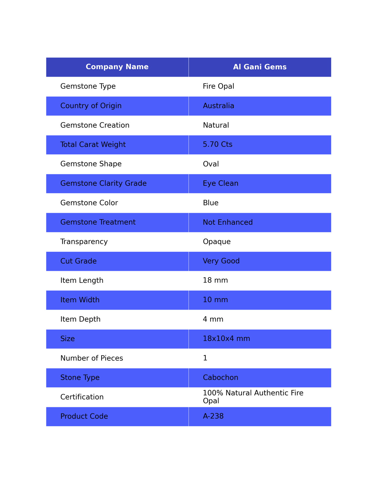 5.70 Cts Unheated Australian Fire Opal Loose Gemstone Oval Cabochon Natural 18x10x4 mm A-238