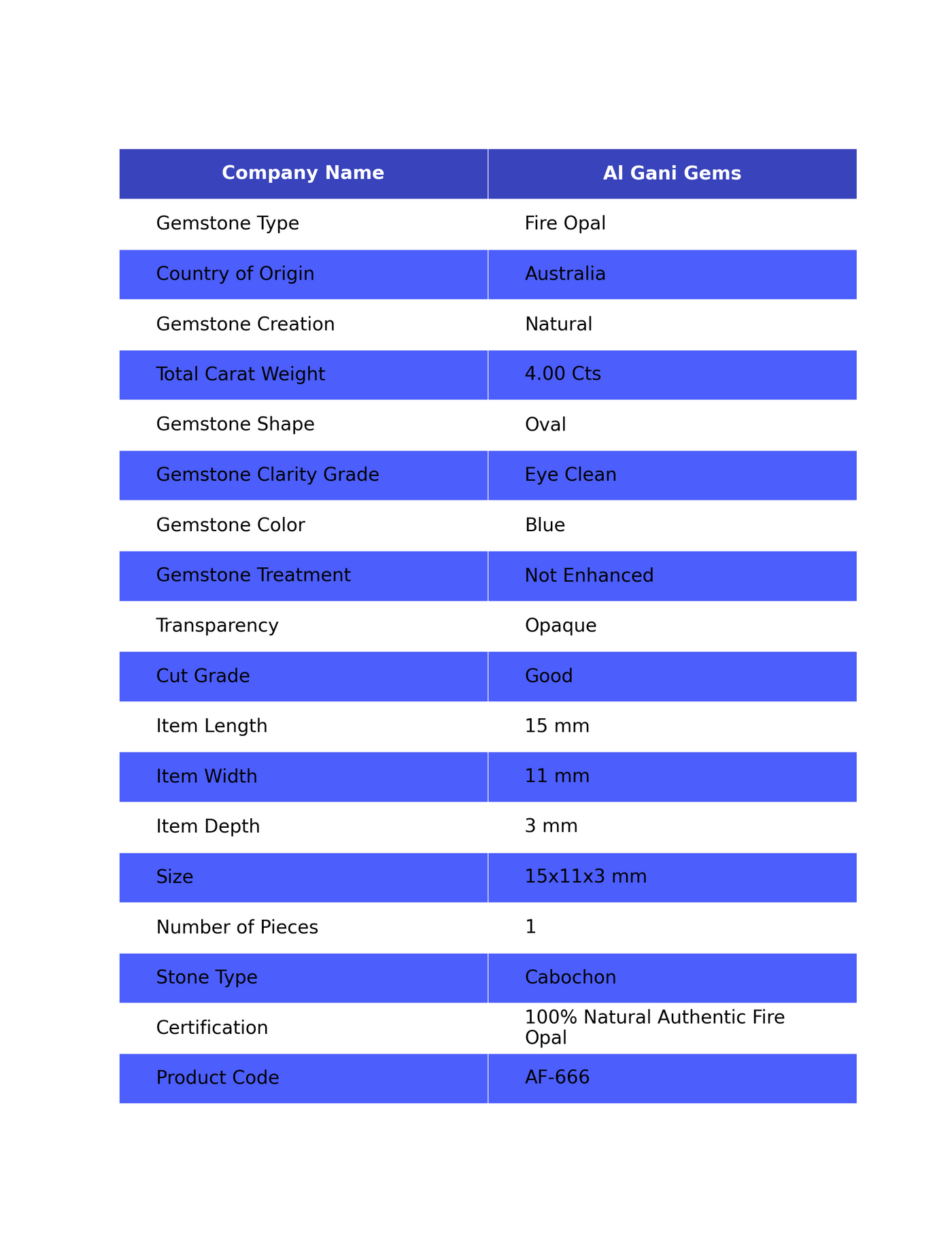 4.00 Cts Natural Australian Fire Opal Loose Gemstone Oval Cabochon 15x11x3 mm AF-666