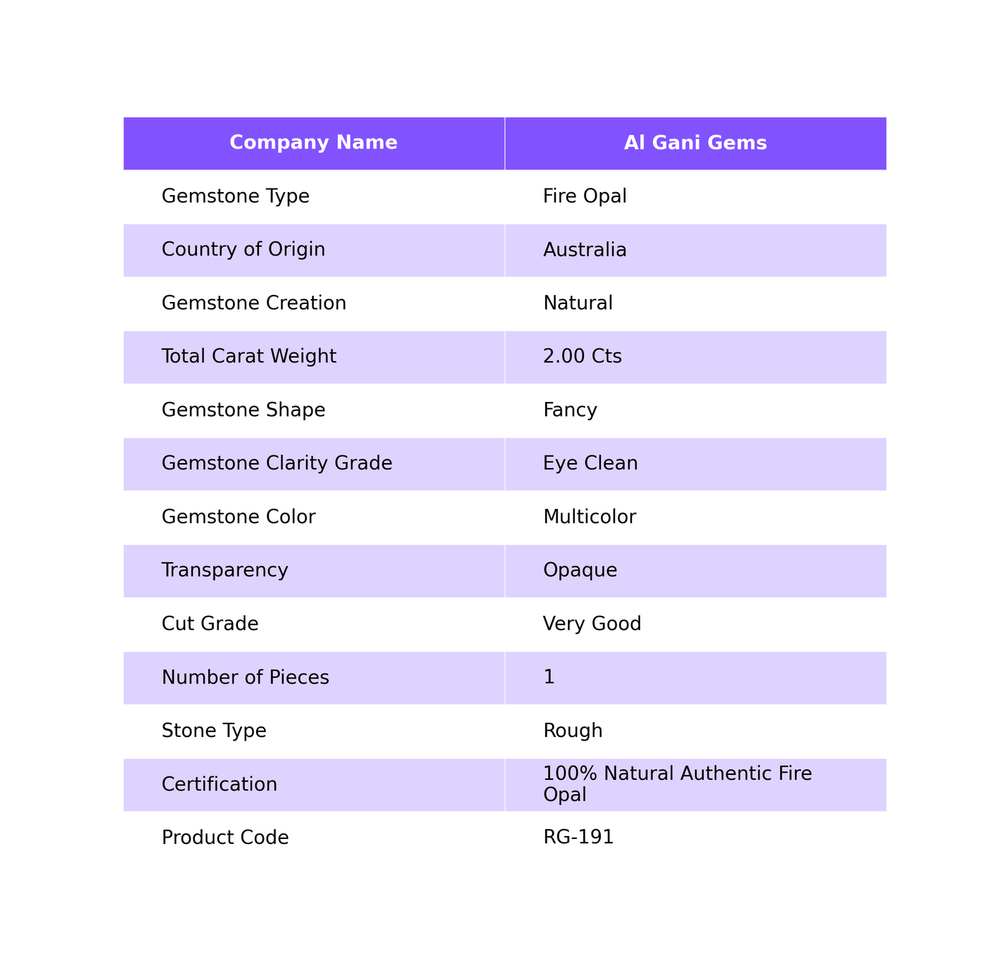 2.00 Cts Natural Australian Fire Opal Loose Gemstone Fancy Rough RG-191
