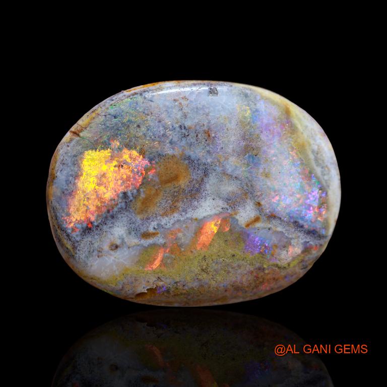 Natural Fire Opal Gemstone 50.45 Cts Loose Oval Cabochon From Australia 34x26x7 mm A-133