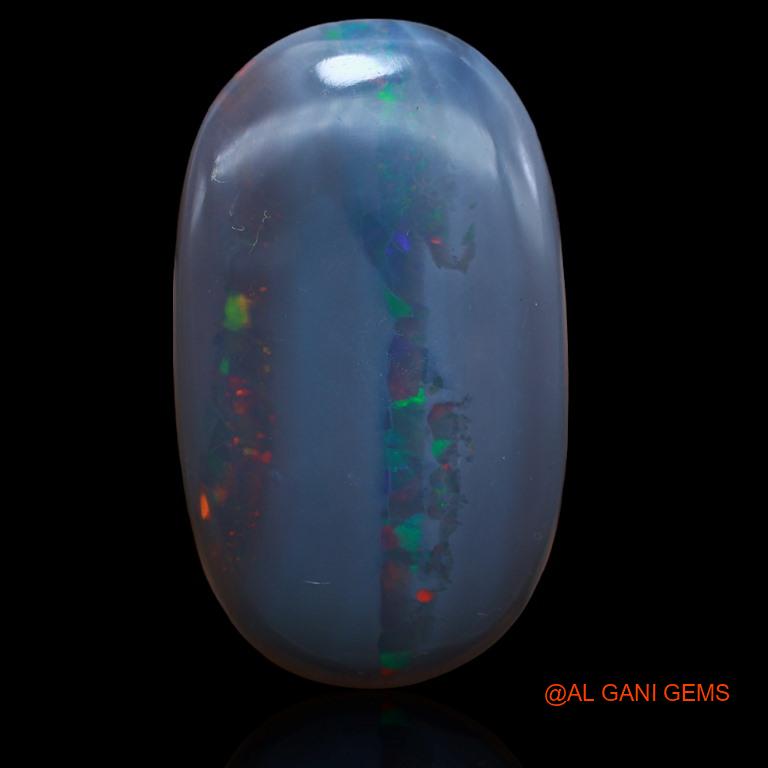 31.00 Cts Natural Australian Black Opal Loose Gemstone Oval Cabochon 33x19x7 mm A-180