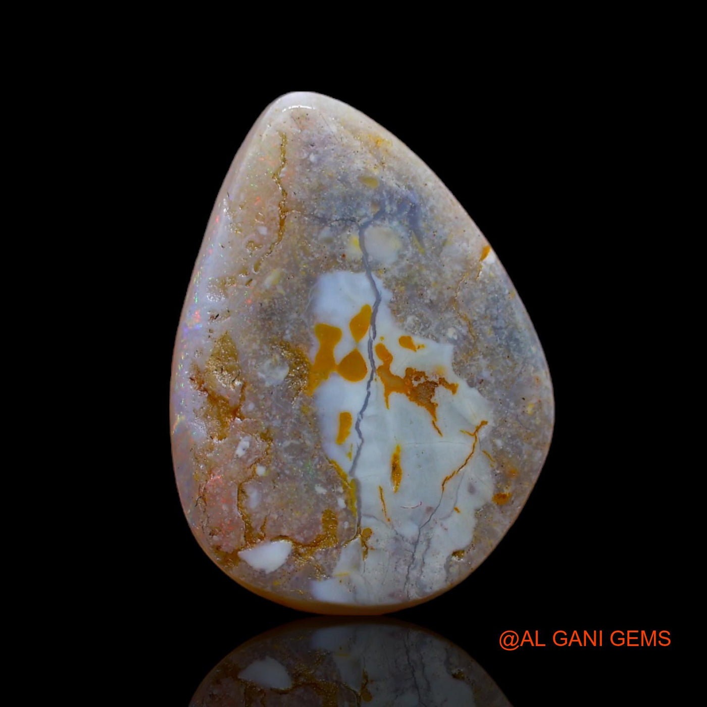 5.30 Cts Natural Australian Fire Opal Loose Gemstone Pear Cabochon 17x12x3 mm AB-100