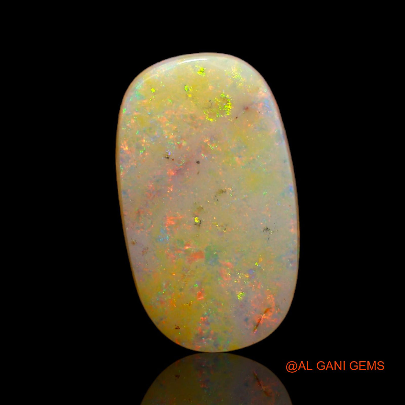 Natural Fire Opal Gemstone 3.85 Cts Loose Oval Cabochon From Australia 16x9x3 mm AB-163