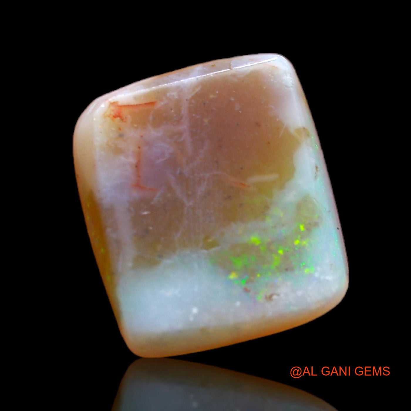 4.25 Cts Unheated Australian Fire Opal Loose Gemstone Square Cabochon Natural 11x10x4 mm AB-198