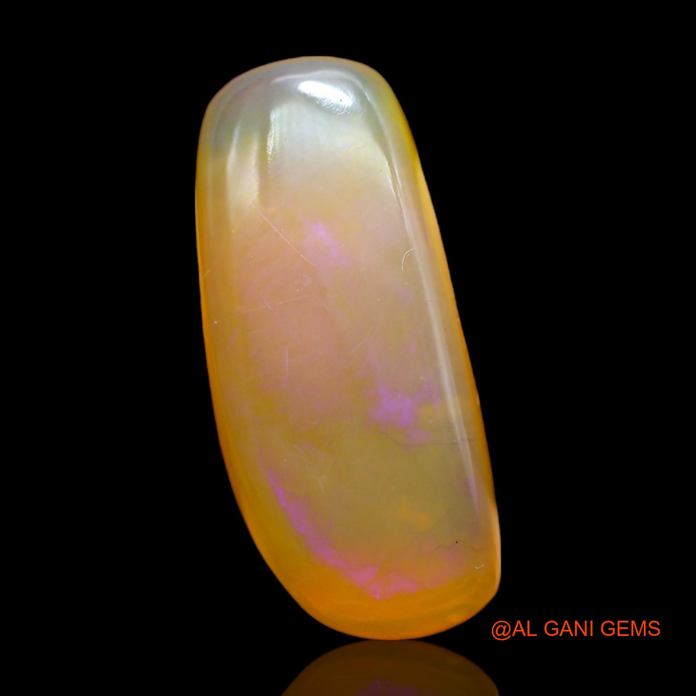 Natural Untreated Fire Opal Loose Gemstone Fancy Cabochon From Australia 18.00 Cts 27x12x7 mm AB-254