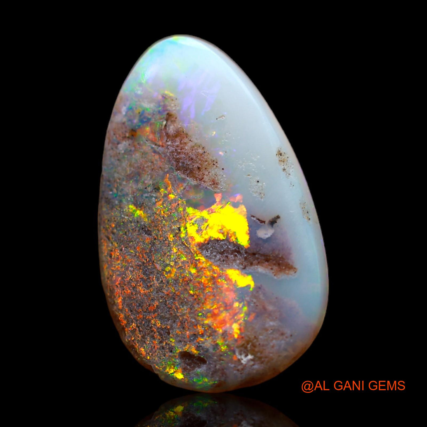 Natural Untreated Fire Opal Loose Gemstone Fancy Cabochon From Australia 3.80 Cts 19x12x2 mm AB-300