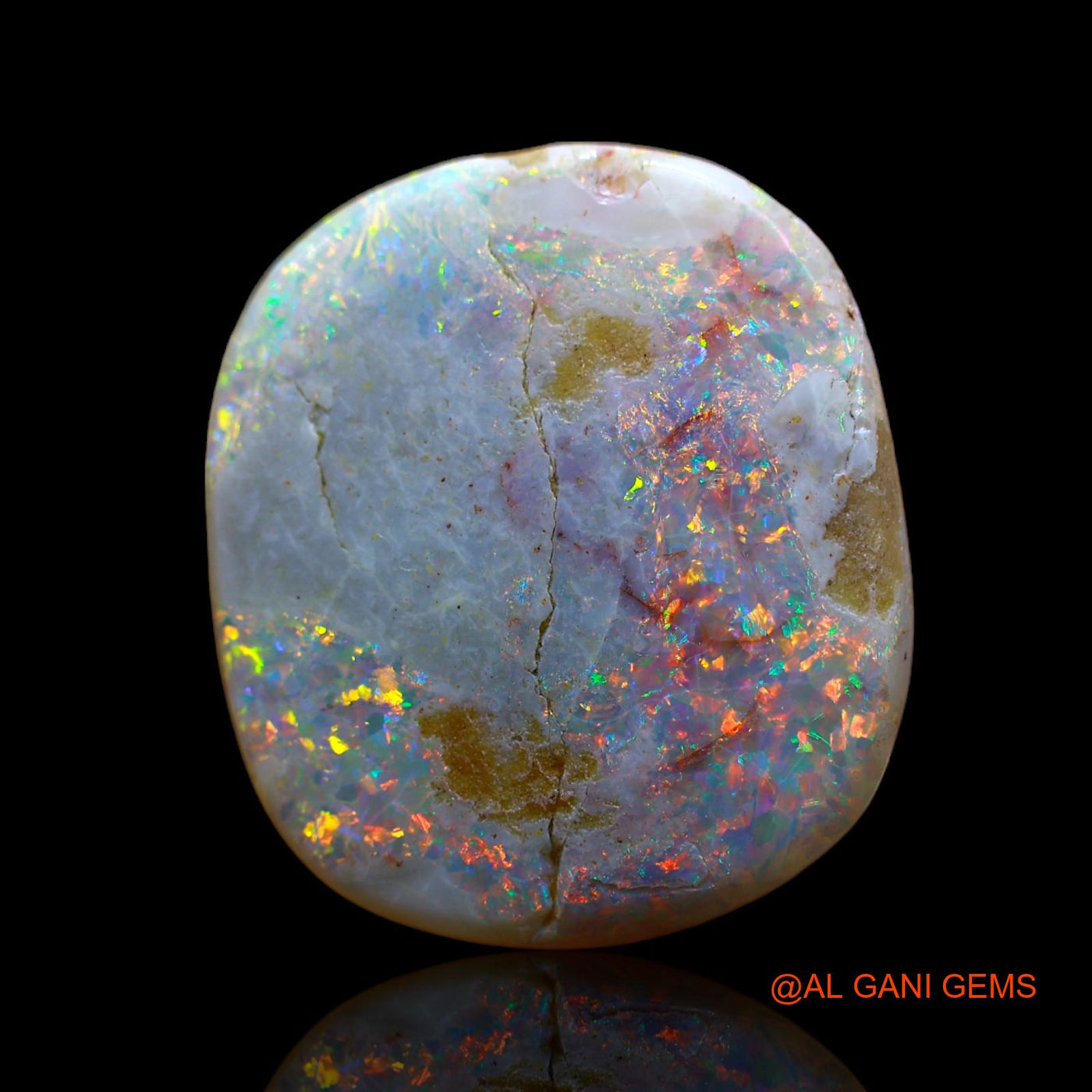 17.00 Cts Natural Australian Fire Opal Loose Gemstone Oval Cabochon 21x18x6 mm AB-416