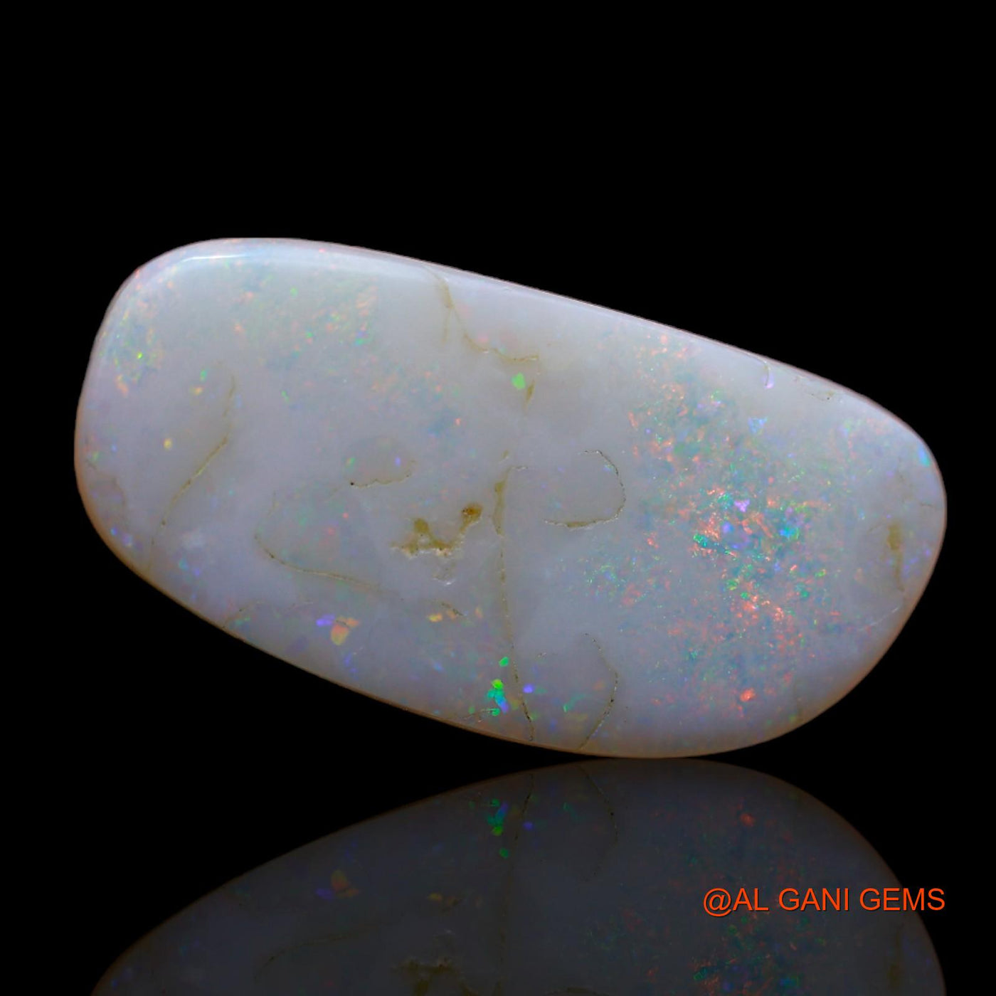 Natural Untreated Fire Opal Loose Gemstone Fancy Cabochon From Australia 7.60 Cts 24x12x3 mm AB-41