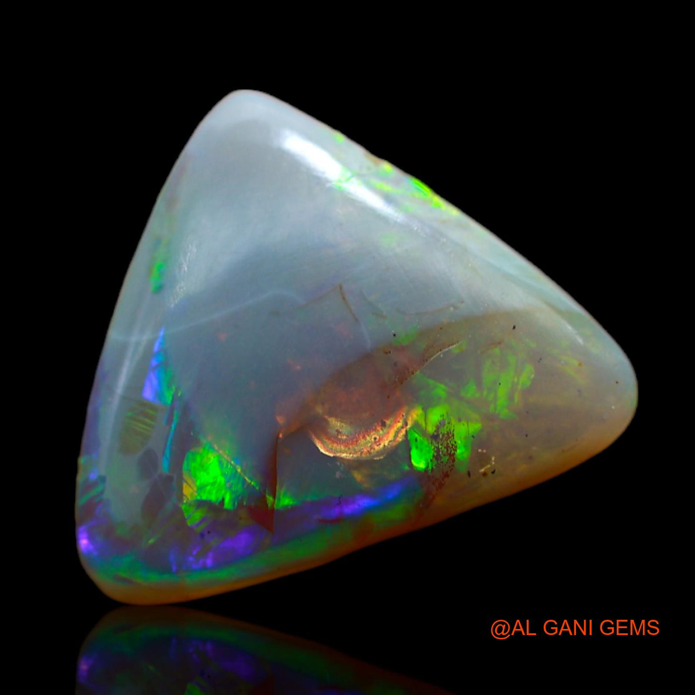 Natural Untreated Fire Opal Loose Gemstone Trillion Cabochon From Australia 4.00 Cts 14x12x4 mm AB-562