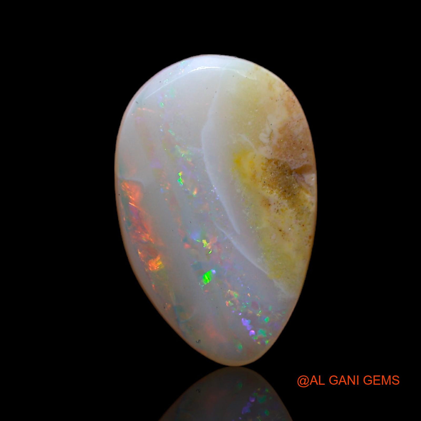 Natural Fire Opal Gemstone 3.60 Cts Loose Pear Cabochon From Australia 14x9x4 mm AB-763