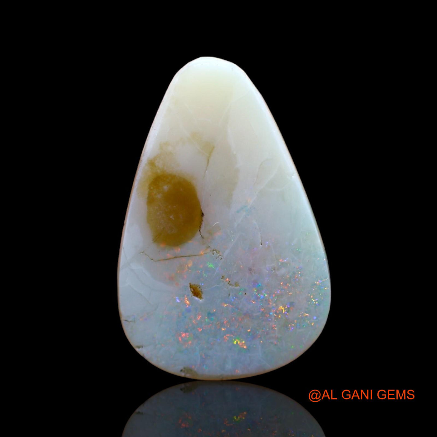4.00 Cts Natural Australian Fire Opal Loose Gemstone Pear Cabochon 17x11x3 mm AB-852