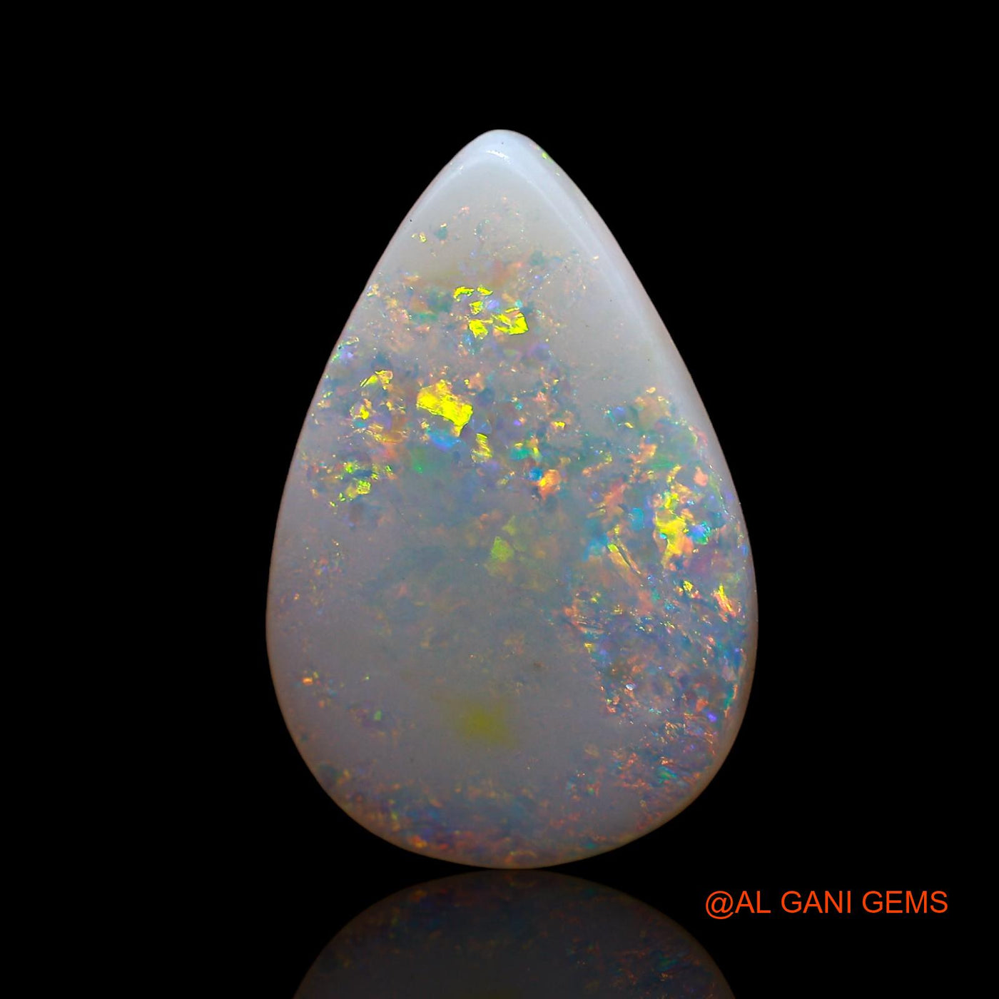 Natural Untreated Fire Opal Loose Gemstone Pear Cabochon From Australia 4.00 Cts 18x12x2 mm AC-613