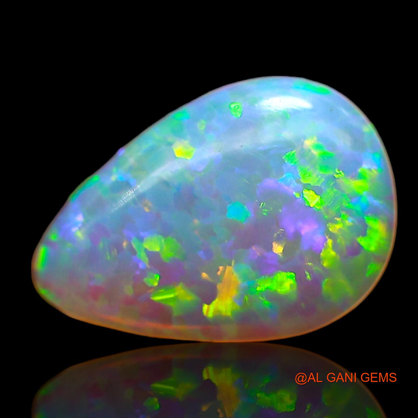 1.00 Cts Natural Australian Fire Opal Loose Gemstone Pear Cabochon 10x7x2 mm AC-763