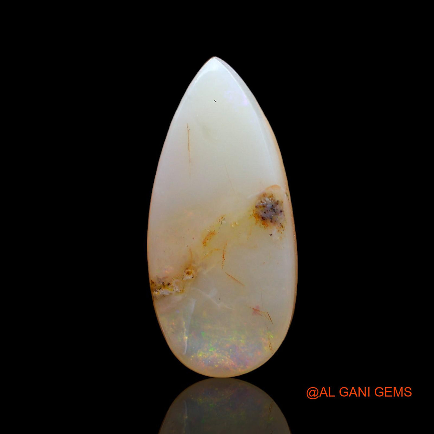 Natural Untreated Fire Opal Loose Gemstone Pear Cabochon From Australia 4.00 Cts 17x8x4 mm AC-958