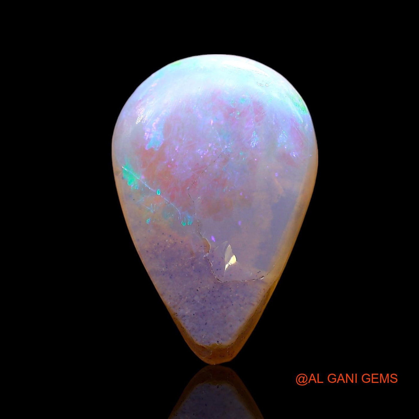 Natural Untreated Fire Opal Loose Gemstone Pear Cabochon From Australia 3.00 Cts 15x10x3 mm AD-693