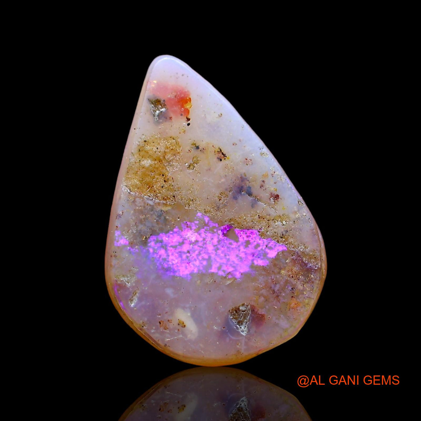 Natural Untreated Fire Opal Loose Gemstone Pear Cabochon From Australia 2.00 Cts 14x9x3 mm AD-772
