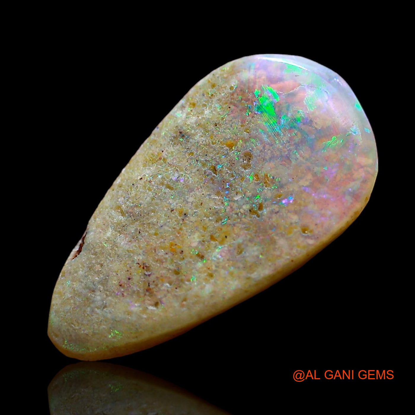 Natural Untreated Fire Opal Loose Gemstone Pear Cabochon From Australia 3.00 Cts 16x9x4 mm AD-891