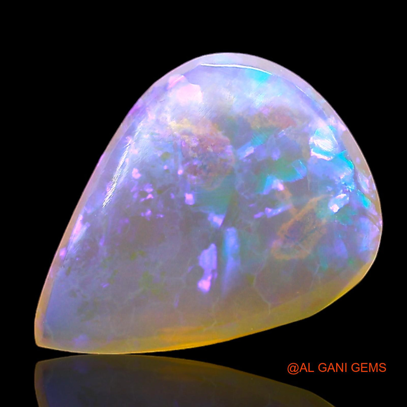 1.00 Cts Natural Australian Fire Opal Loose Gemstone Pear Cabochon 11x8x3 mm AD-974