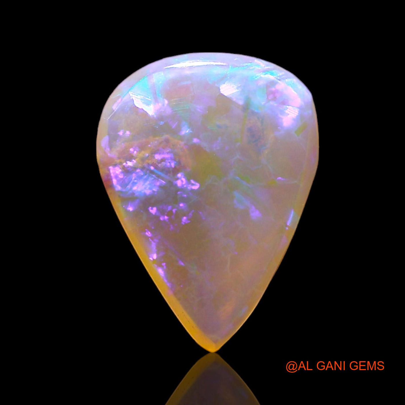 1.00 Cts Natural Australian Fire Opal Loose Gemstone Pear Cabochon 11x8x3 mm AD-974
