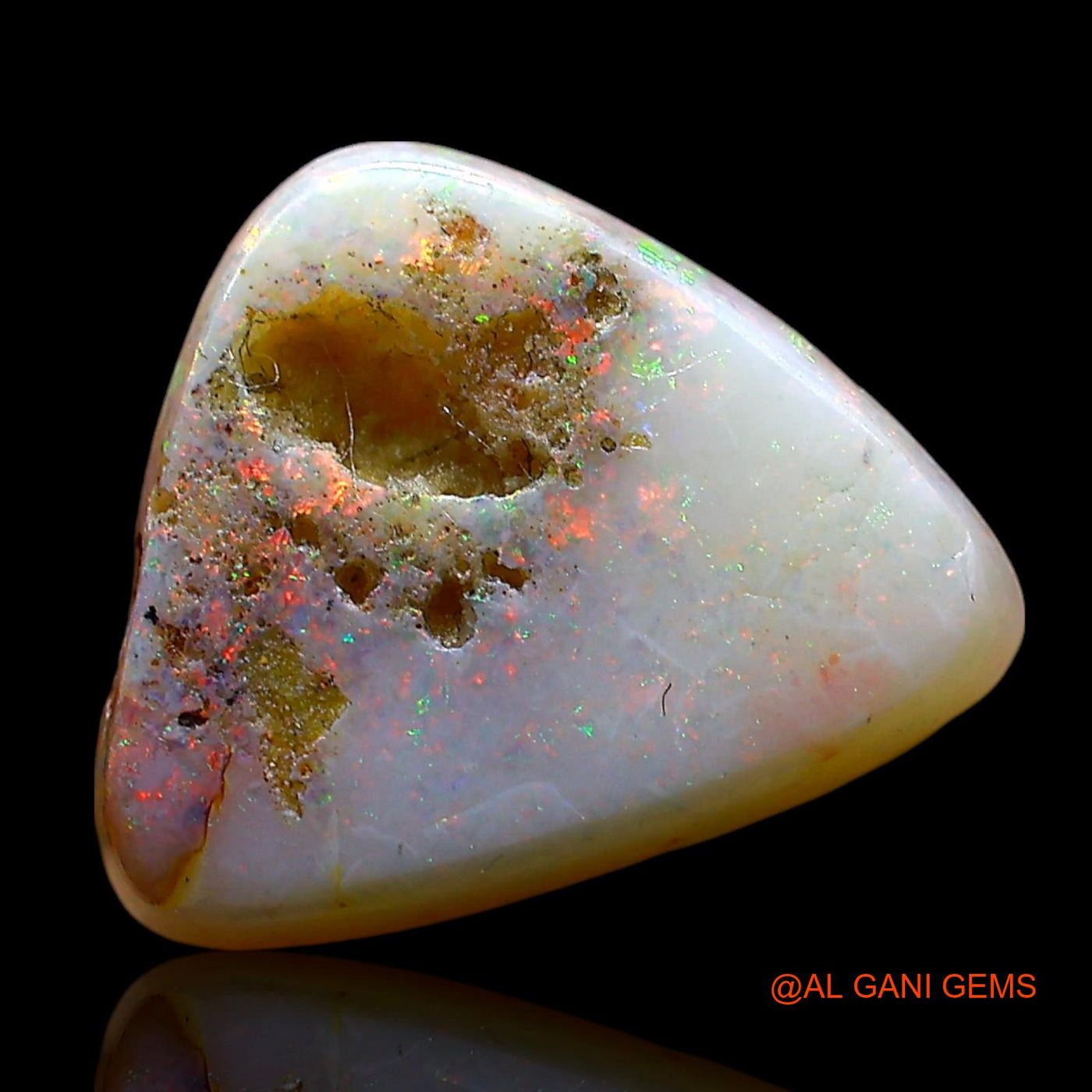 Natural Fire Opal Gemstone 4.00 Cts Loose Trillion Cabochon From Australia 14x12x3 mm AE-768