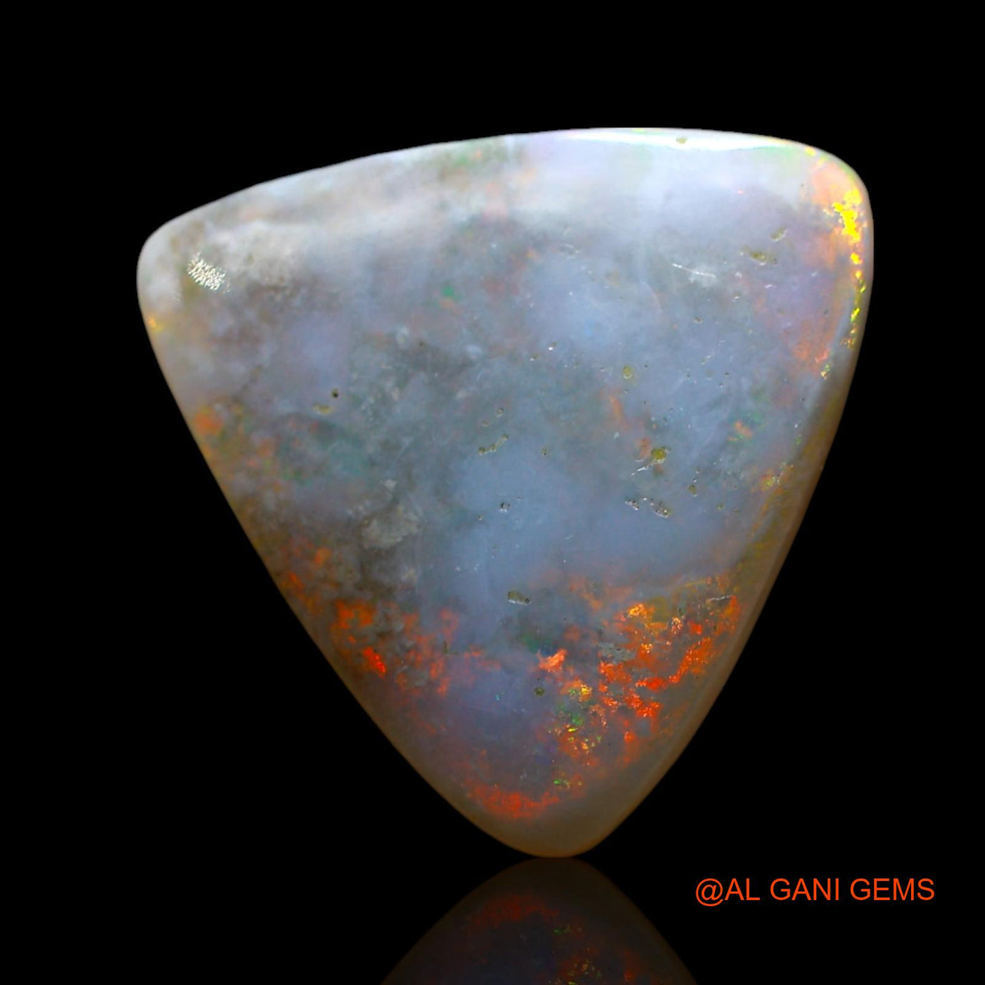 Natural Untreated Fire Opal Loose Gemstone Trillion Cabochon From Australia 6.00 Cts 16x15x4 mm AE-953