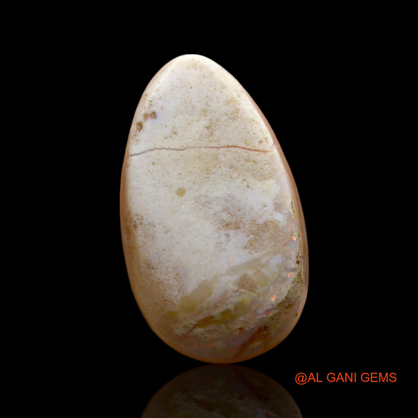 7.00 Cts Natural Australian Fire Opal Loose Gemstone Pear Cabochon 18x11x5 mm AE-977