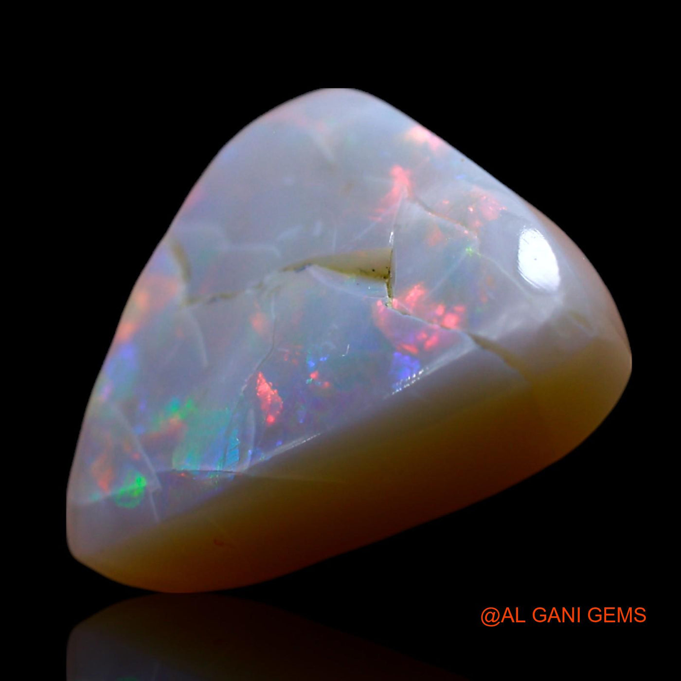 7.00 Cts Unheated Australian Fire Opal Loose Gemstone Trillion Cabochon Natural 14x13x6 mm AF-103