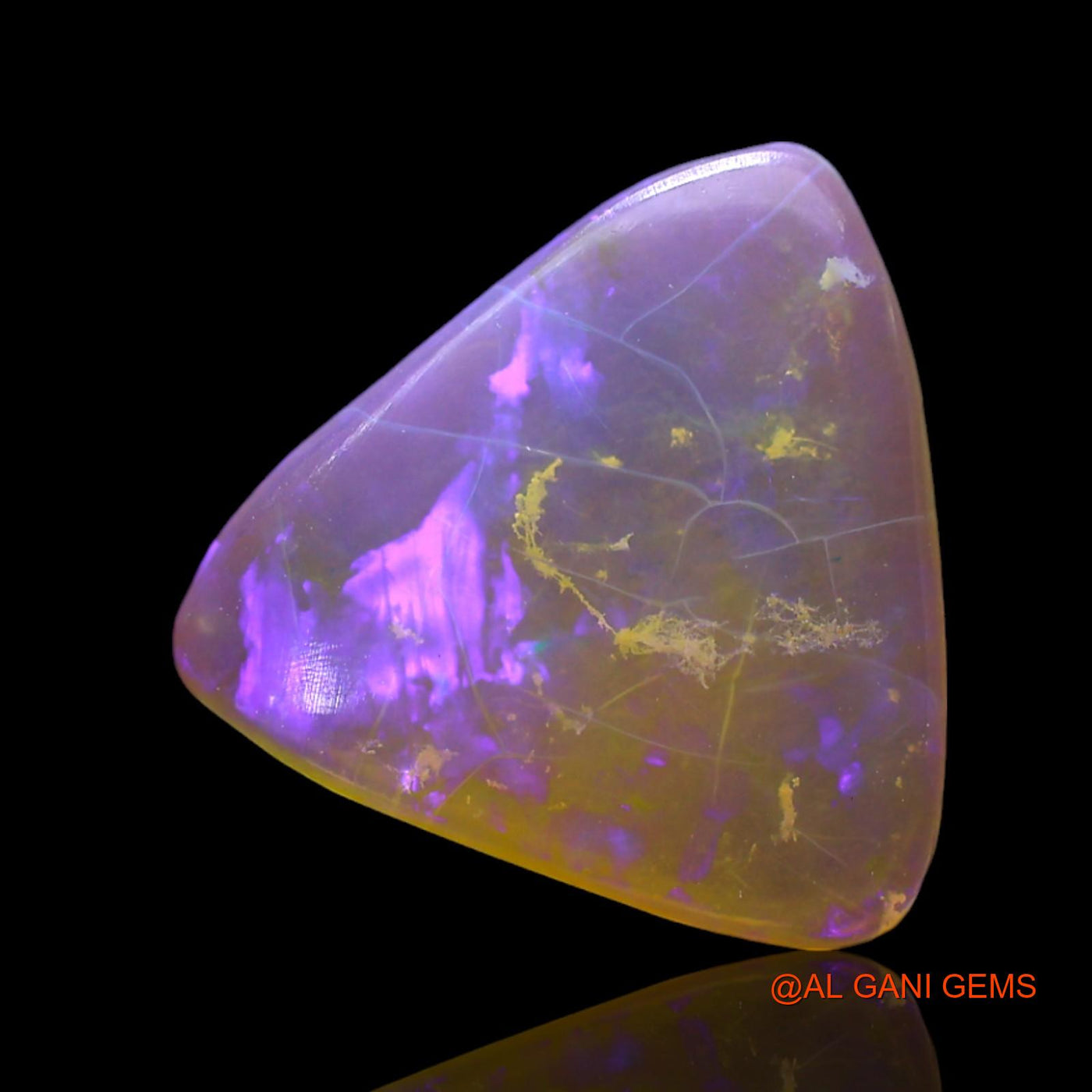 Natural Untreated Fire Opal Loose Gemstone Trillion Cabochon From Australia 2.00 Cts 13x11x2 mm AF-259