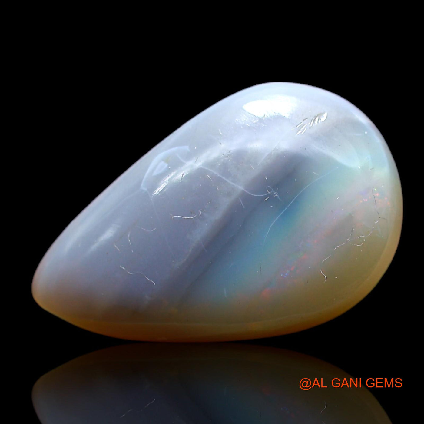 Natural Untreated Fire Opal Loose Gemstone Pear Cabochon From Australia 9.00 Cts 18x11x7 mm AF-304