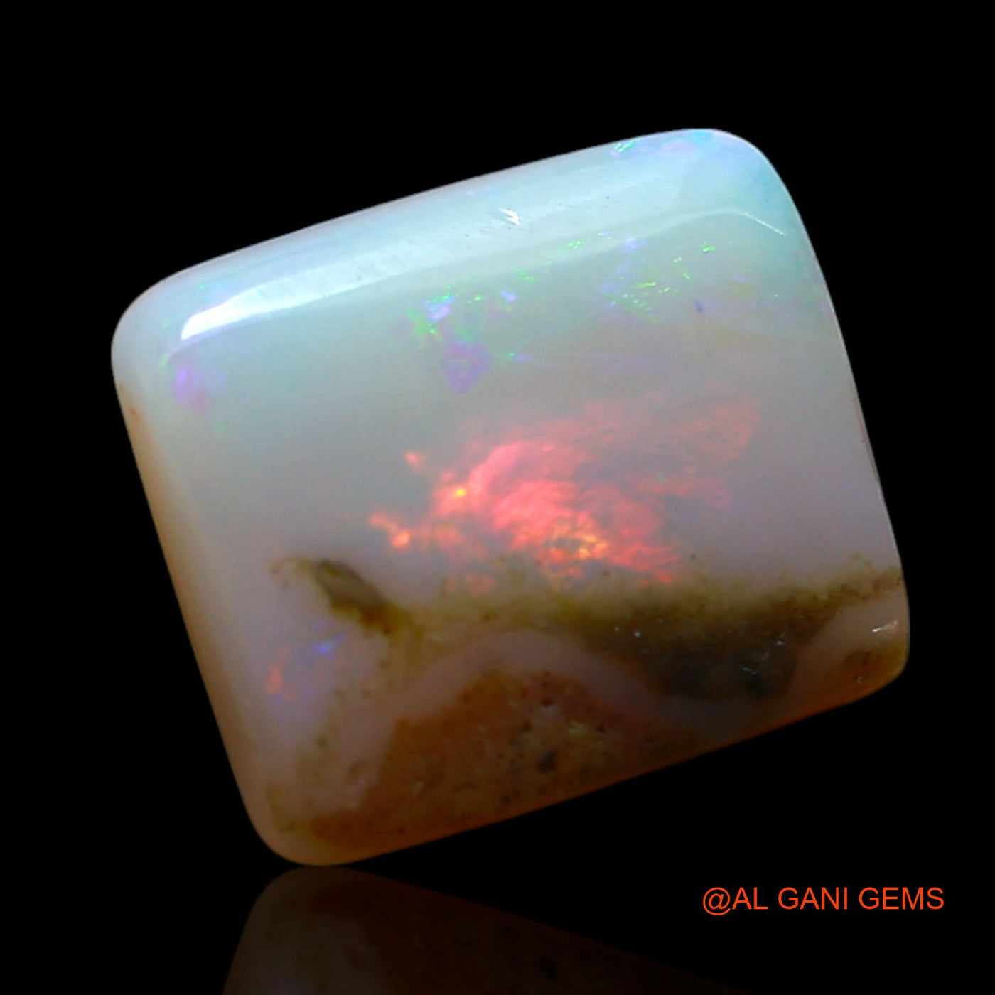 2.00 Cts Natural Australian Fire Opal Square Cabochon Loose Gemstone For Jewelry 11x9x2 mm AF-542