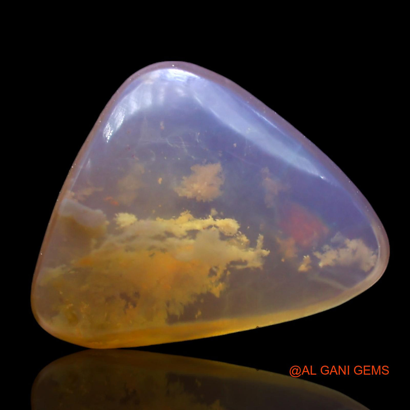 Natural Fire Opal Gemstone 2.00 Cts Loose Trillion Cabochon From Australia 12x9x4 mm AF-771