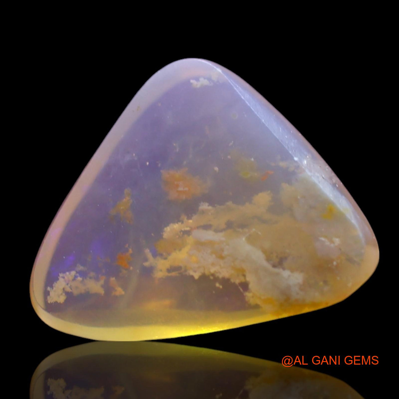 Natural Fire Opal Gemstone 2.00 Cts Loose Trillion Cabochon From Australia 12x9x4 mm AF-771