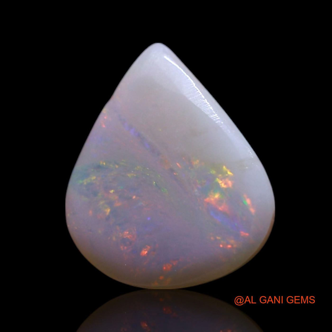 1.40 Cts Unheated Australian Fire Opal Loose Gemstone Pear Cabochon Natural 10x8x2 mm AG-107