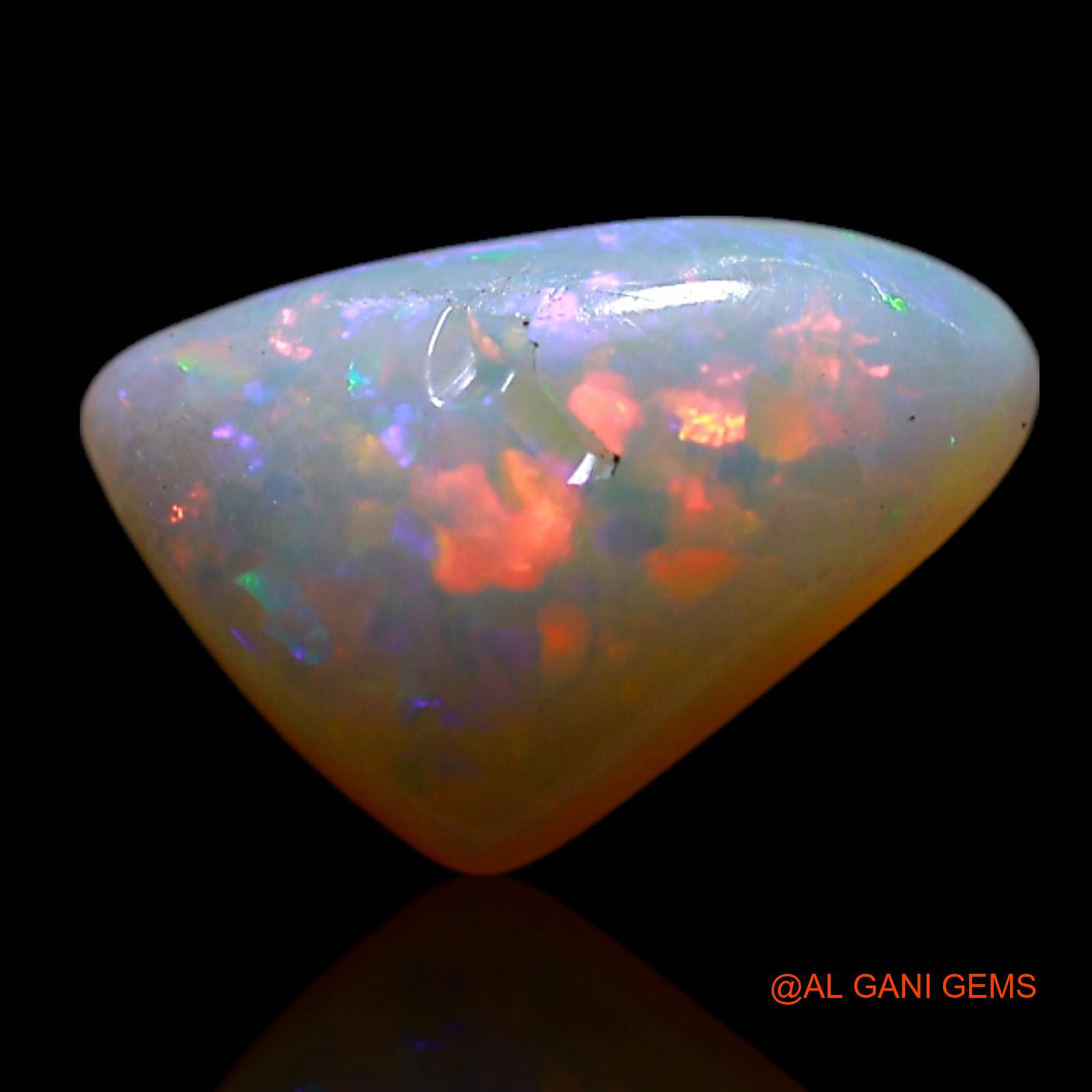1.00 Cts Natural Australian Fire Opal Loose Gemstone Trillion Cabochon 9x6x3 mm AG-243