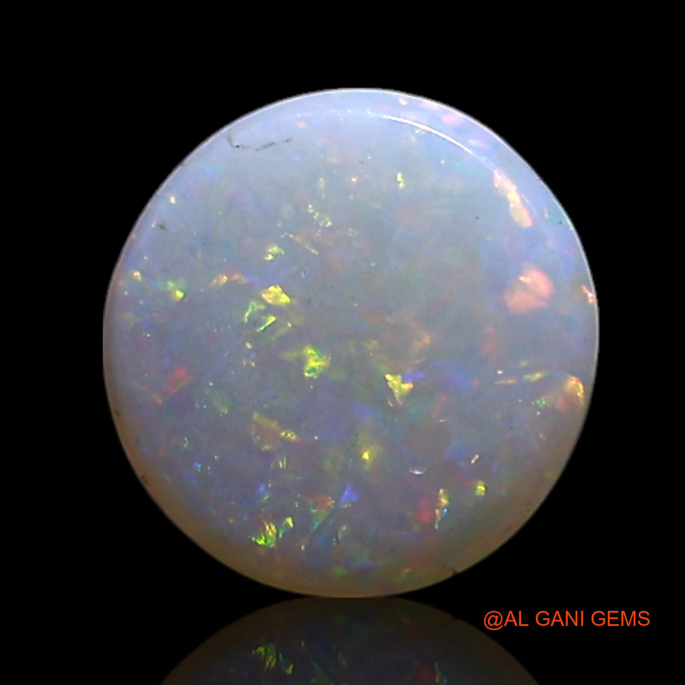 Natural Untreated Fire Opal Loose Gemstone Round Cabochon From Australia 0.85 Cts 7x7x3 mm AG-329
