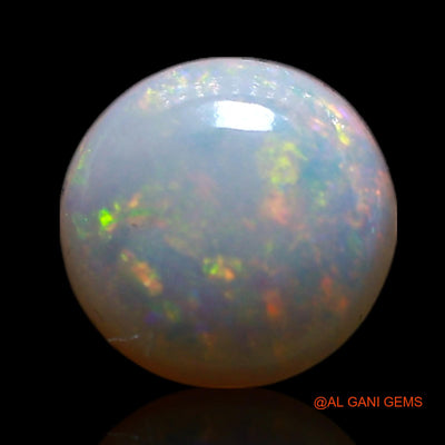 Natural Untreated Fire Opal Loose Gemstone Round Cabochon From Australia 0.85 Cts 7x7x2 mm AG-337