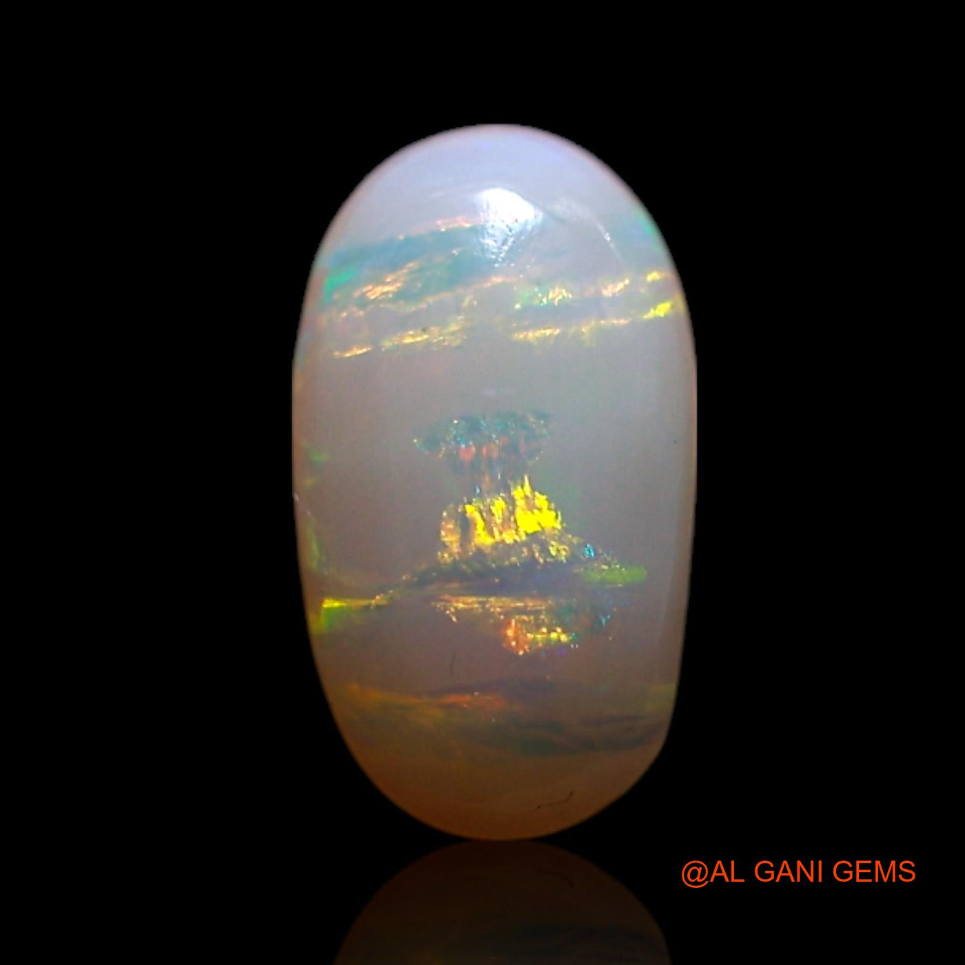 0.60 Cts Natural Australian Fire Opal Loose Gemstone Oval Cabochon 8x4x2 mm AG-350