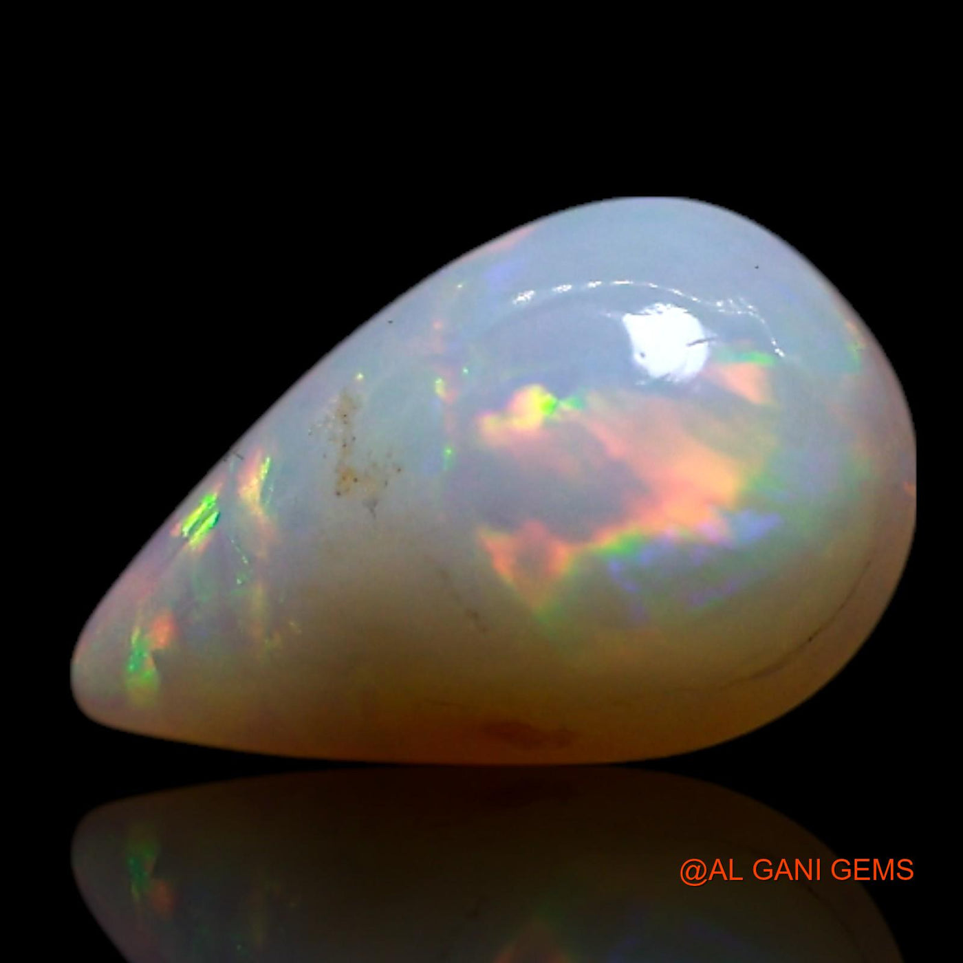 Natural Untreated Fire Opal Loose Gemstone Pear Cabochon From Australia 0.60 Cts 8x5x2 mm AG-358