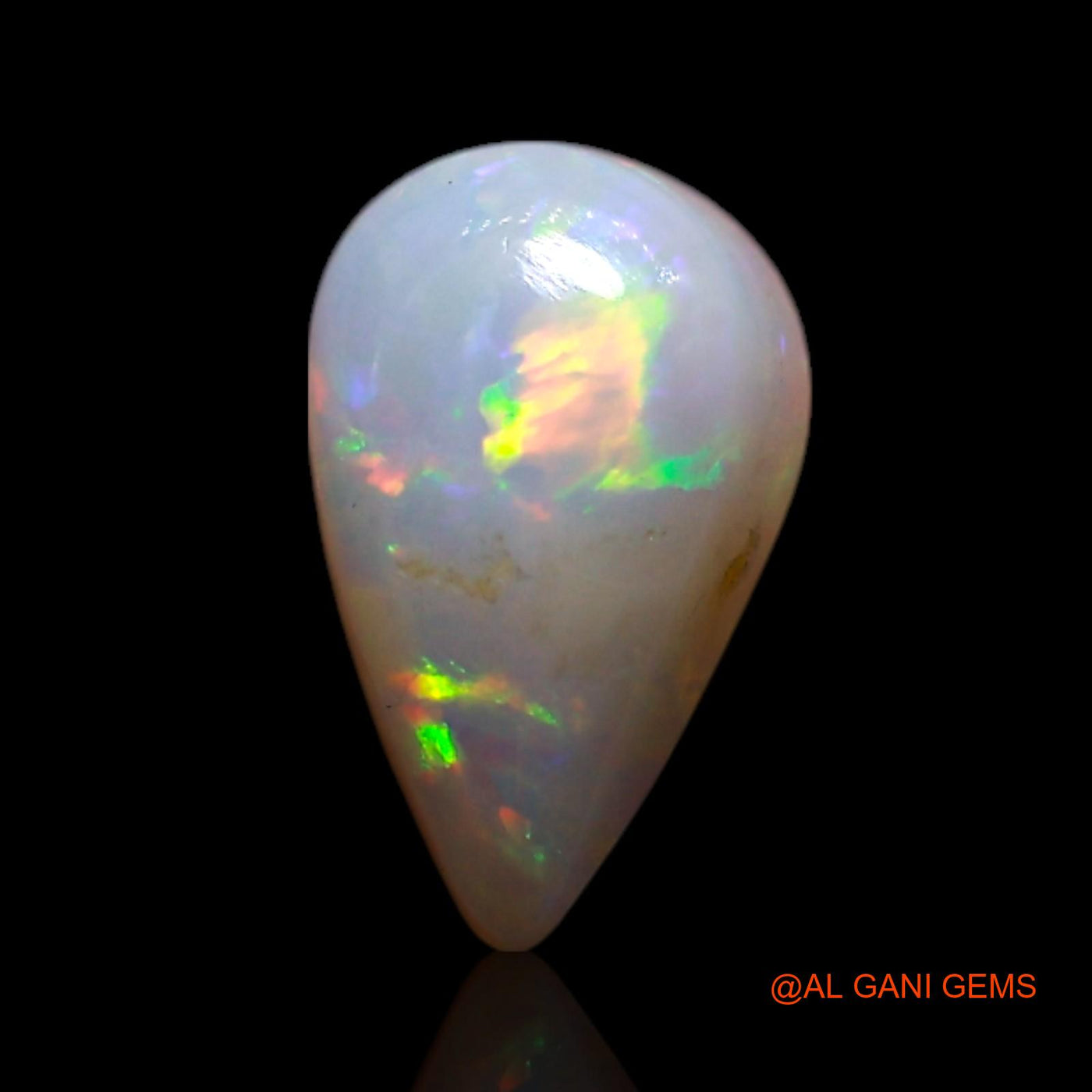 Natural Untreated Fire Opal Loose Gemstone Pear Cabochon From Australia 0.60 Cts 8x5x2 mm AG-358