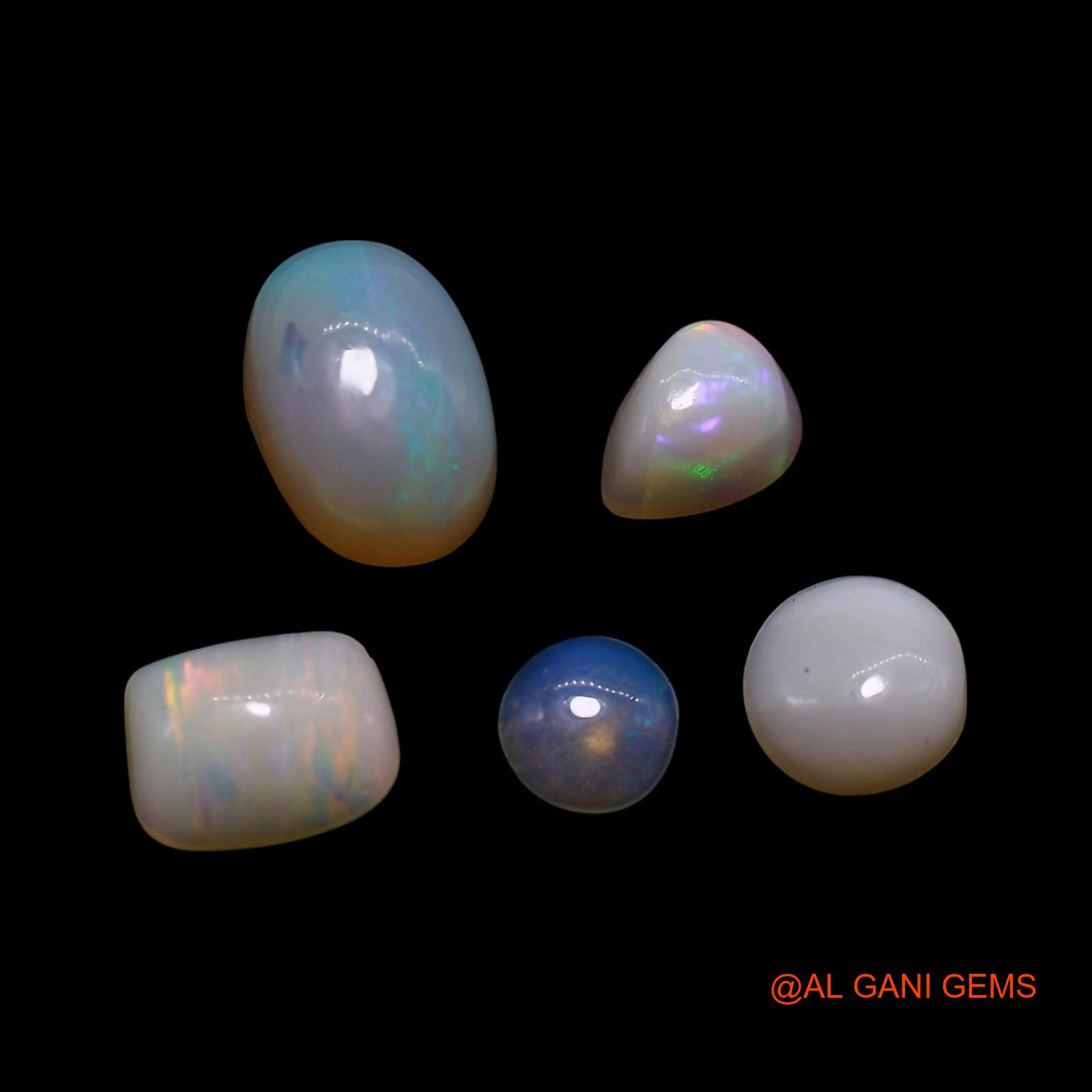 Natural Fire Opal Loose Gemstone Mix Shape Cabochon Australia 5 Pcs Wholesale Lot 3.00 Cts 4X4X1 TO 5X8X4 MM AG-751