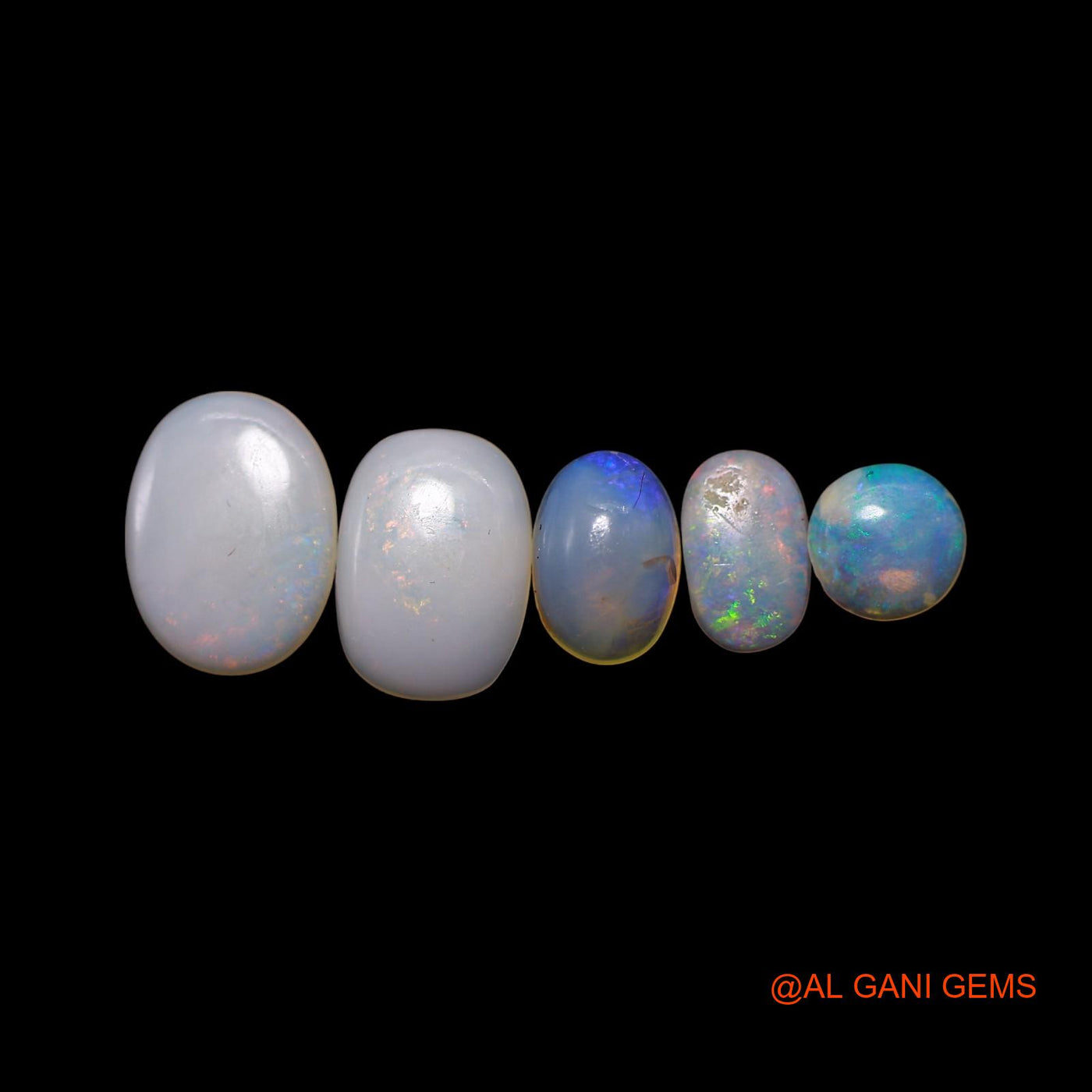 Natural Fire Opal Loose Gemstone Oval Cabochon From Australia 5 Pcs Wholesale Lot 3.00 Cts 5X5X1 TO 7X10X2 MM AG-752
