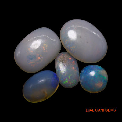 Natural Fire Opal Loose Gemstone Oval Cabochon From Australia 5 Pcs Wholesale Lot 3.00 Cts 5X5X1 TO 7X10X2 MM AG-752