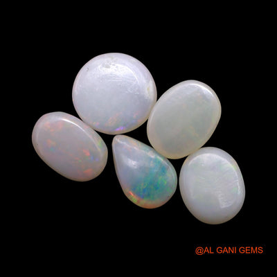 5 Pcs 3.00 Cts Natural Australian Fire Opal Loose Gemstone Mix Shape Cabochon Wholesale Lot 4X6X2 TO 7X7X2 MM AG-755
