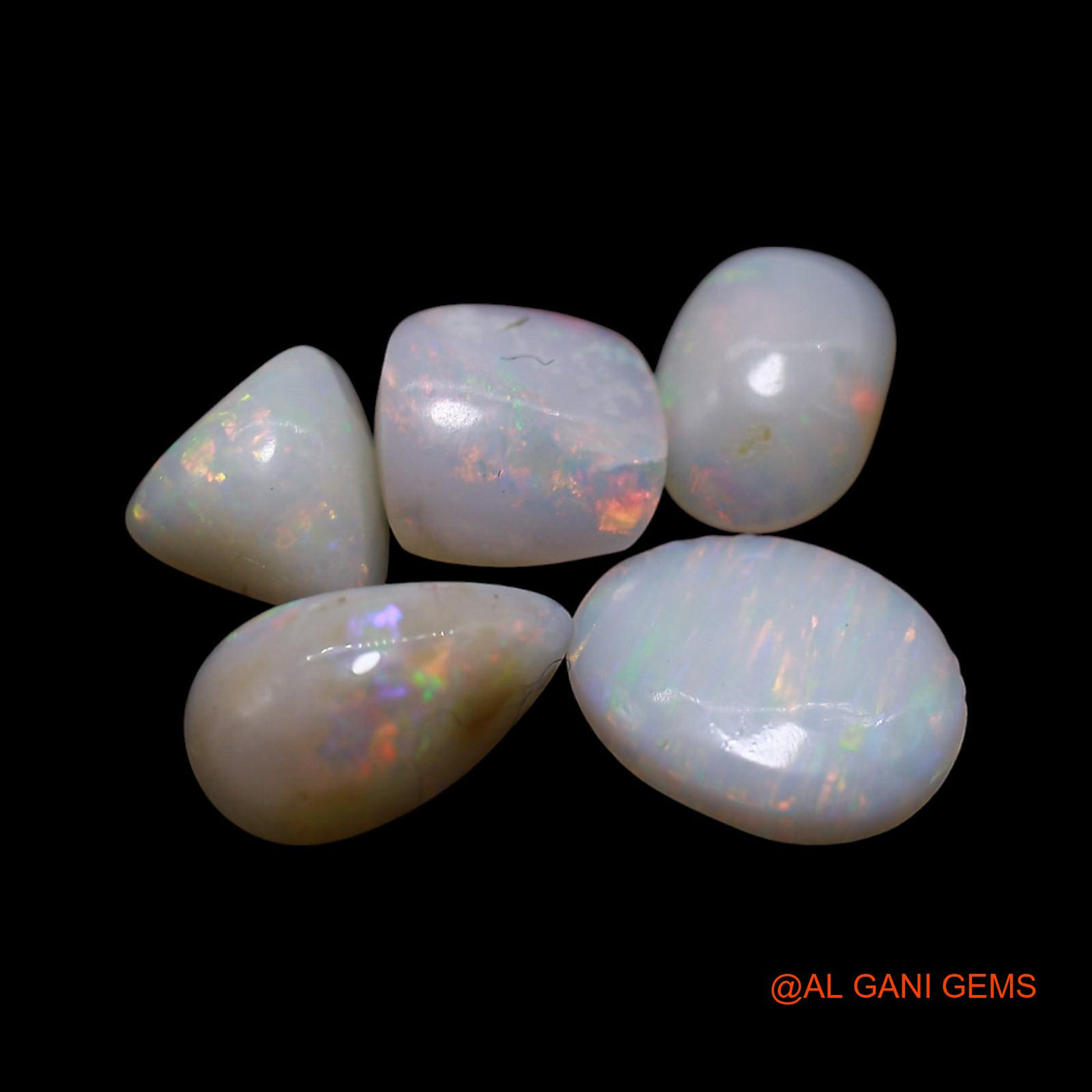 5 Pcs 2.00 Cts Natural Australian Fire Opal Loose Gemstone Mix Shape Cabochon Wholesale Lot 5X5X2 TO 6X8X1 MM AG-758