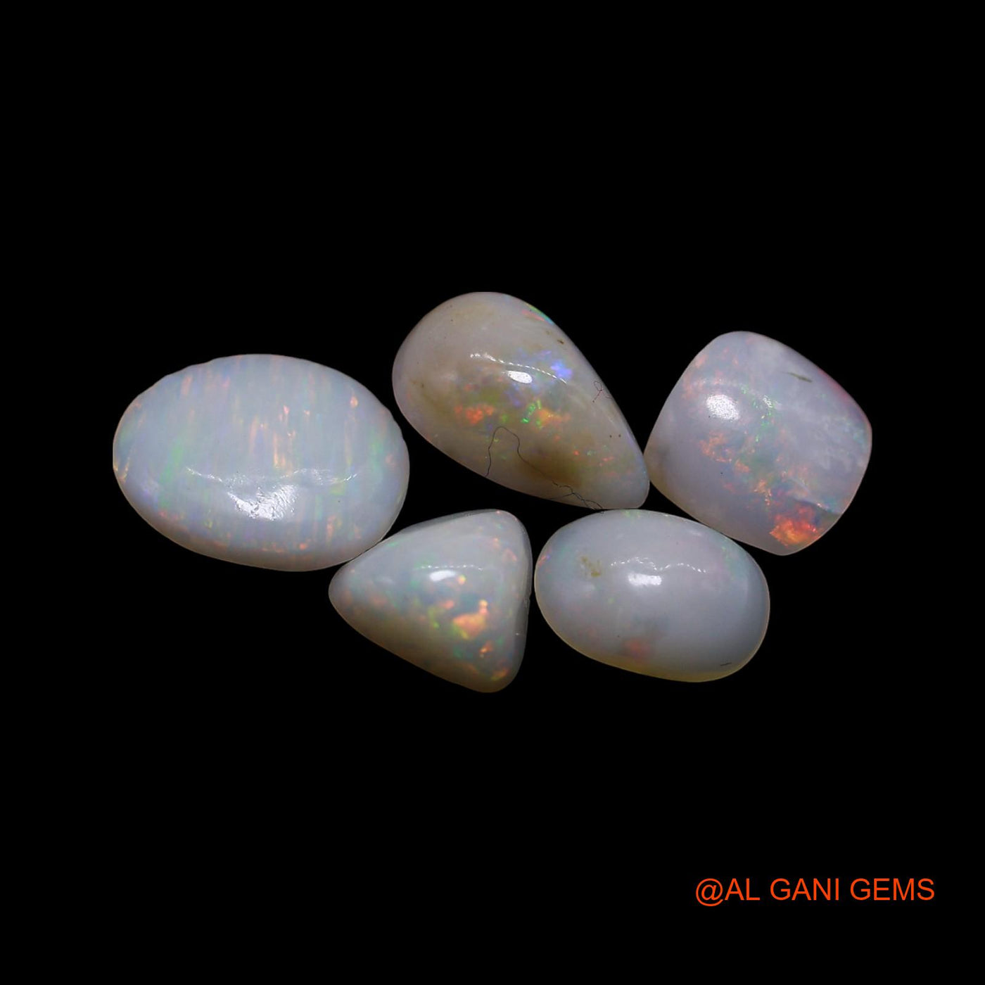 5 Pcs 2.00 Cts Natural Australian Fire Opal Loose Gemstone Mix Shape Cabochon Wholesale Lot 5X5X2 TO 6X8X1 MM AG-758