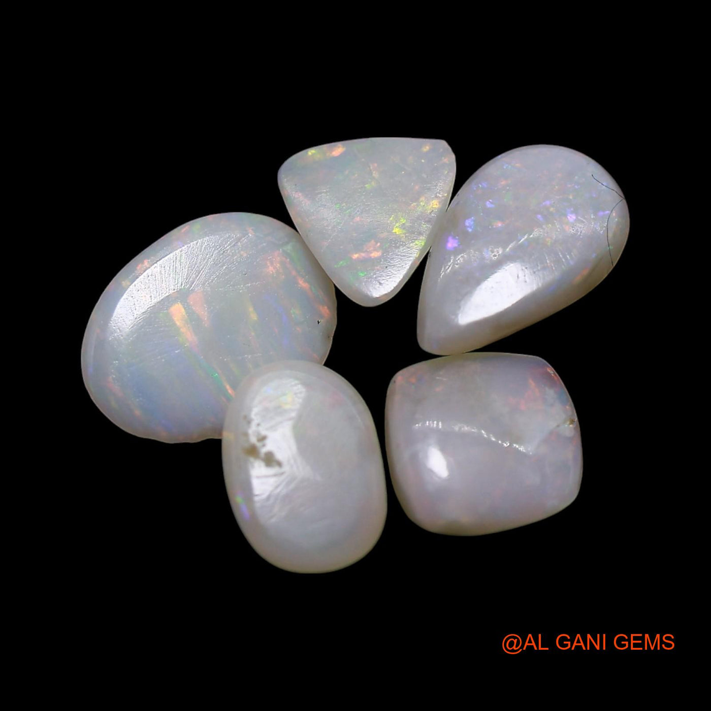 5 Pcs 2.00 Cts Natural Australian Fire Opal Loose Gemstone Mix Shape Cabochon Wholesale Lot 5X5X2 TO 6X8X1 MM AG-758