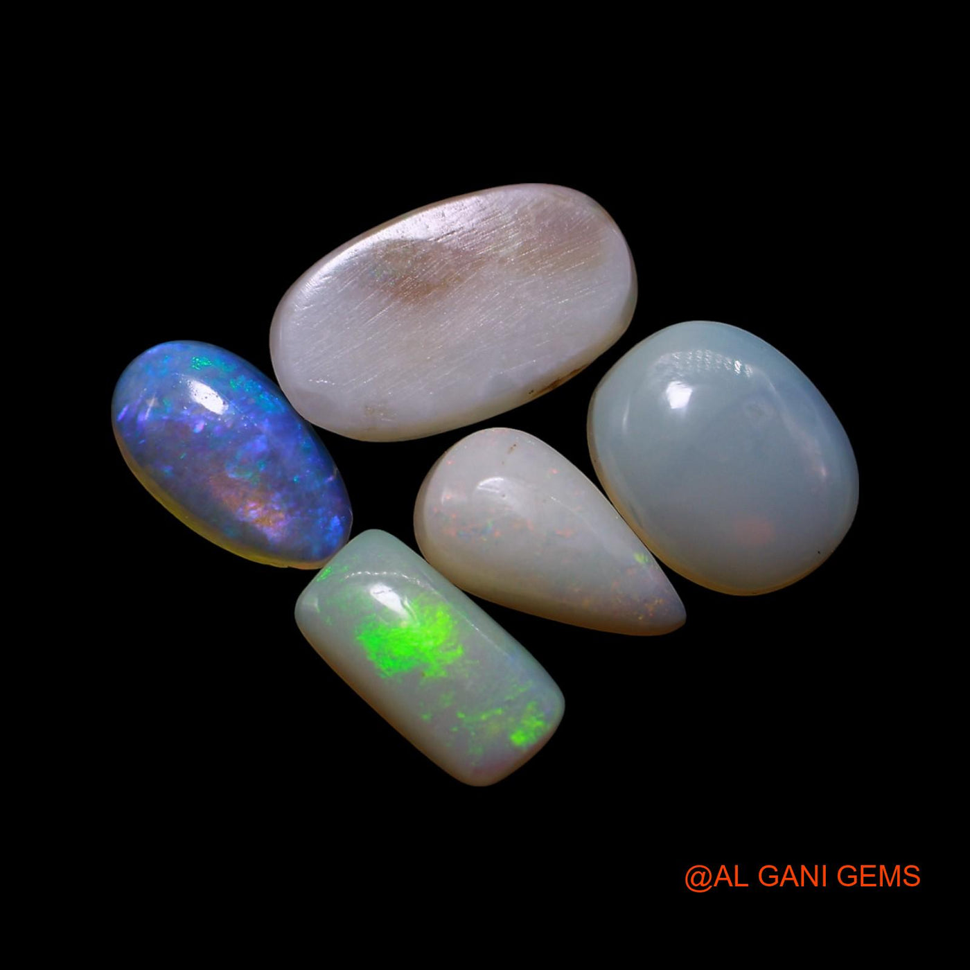 5 Pcs 4.00 Cts Natural Australian Fire Opal Loose Gemstone Mix Shape Cabochon Wholesale Lot 4X8X2 TO 6X11X2 MM AG-760